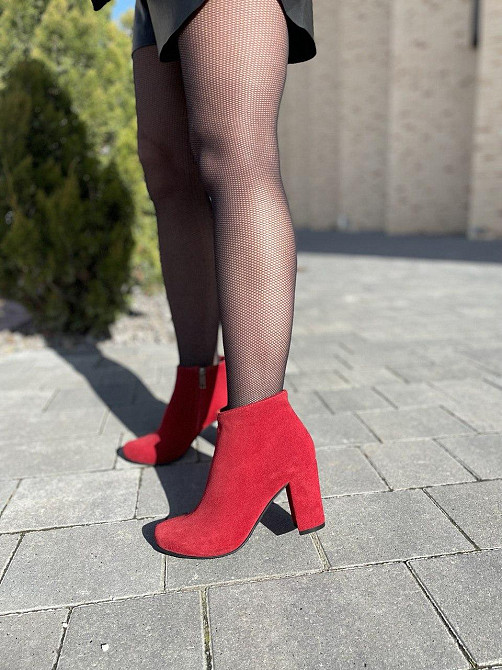 Nivelle Черевики жіночі NIVELLE червоні натуральна замша каблук 9см висота 10см 37р (5341) Коломия - фото 3