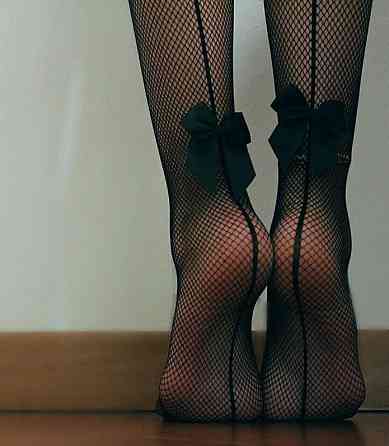 Женские черные колготки - сеточка с отделкой Одесса