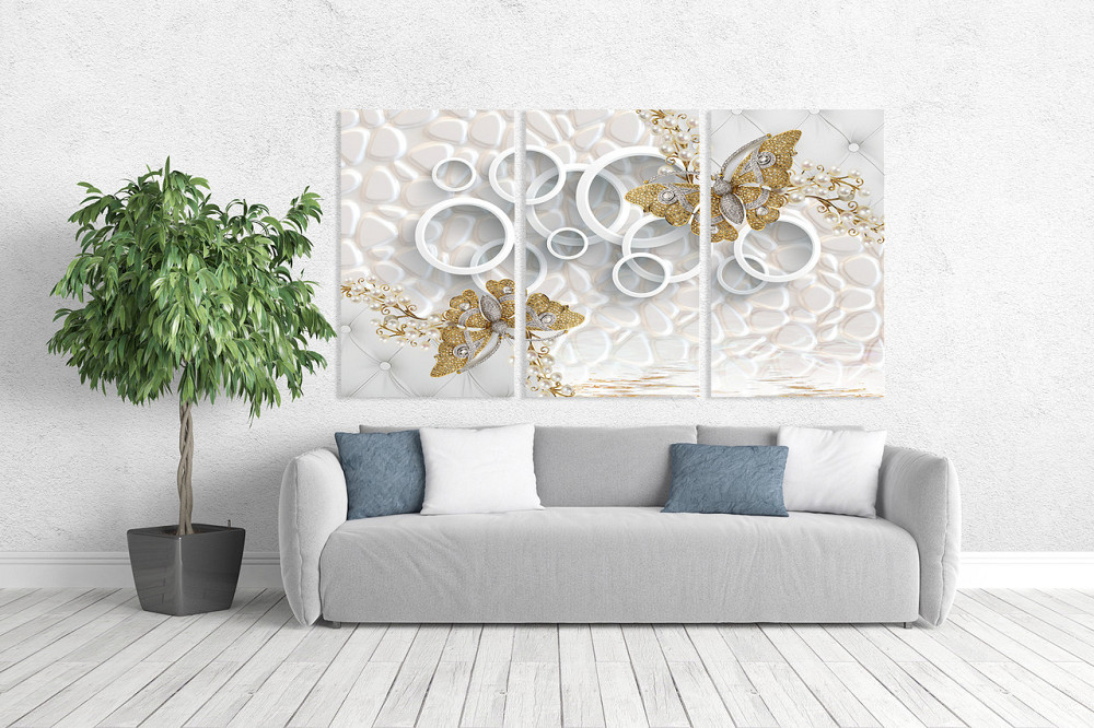 Модульная картина в гостиную / спальню    Золоті метелики    ART-032_3A 70х130 см Киев - изображение 2