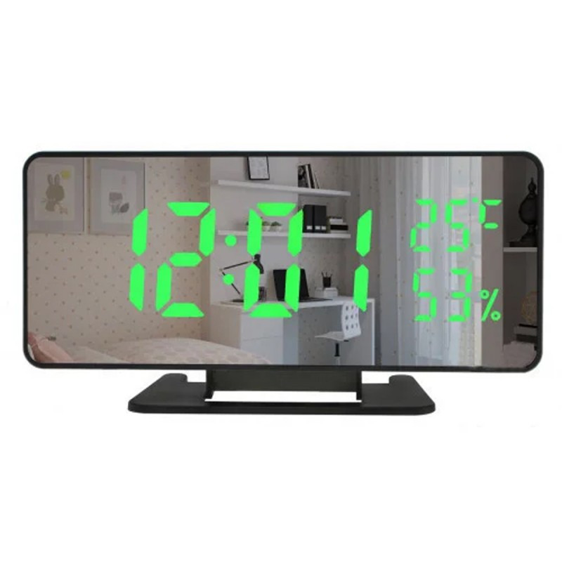 Електронний дзеркальний годинник VST-888Y зеленого відтінку Дата, час, температура Одеса - фото 4