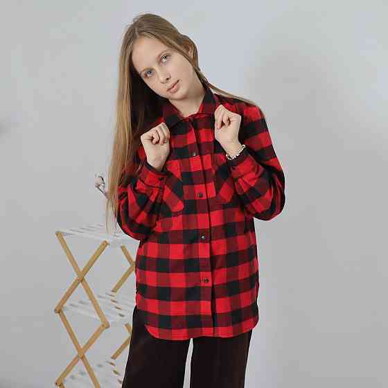 Дитяча байкова сорочка в чорно-червону карту для хлопчика, для дівчинки 104 Кам'янець-Подільський