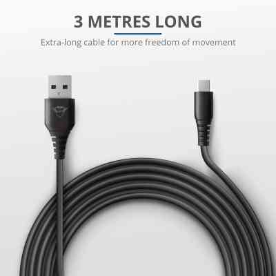 Дата кабель USB 2.0 AM to USB-C 3.0m GXT 226 for PS5 black Trust (24168_TRUST) Винница