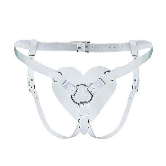 Трусики Серце для страпону з натуральної шкіри Feral Feelings - Hearts Strap-on Belt White Sex Aura Київ