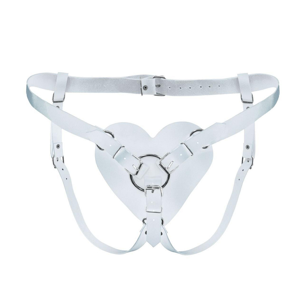 Трусики Серце для страпону з натуральної шкіри Feral Feelings - Hearts Strap-on Belt White Sex Aura Київ - фото 1