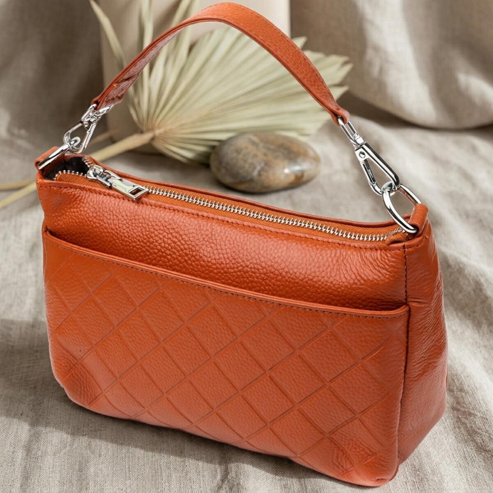 Женская сумка из натуральной кожи с двумя ремешками Vintage 22929 Рыжий Киев - изображение 11