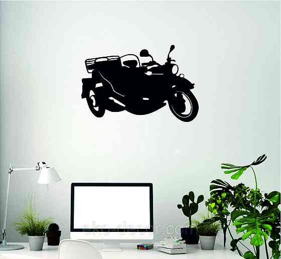 Декоративное настенное Панно «Мотоцыкл с коляской» Декор на стену 70*45 см, Черный Киев