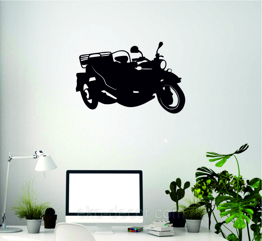 Декоративное настенное Панно «Мотоцыкл с коляской» Декор на стену 70*45 см, Черный Киев - изображение 6