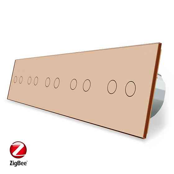 Розумний сенсорний ZigBee вимикач 10 сенсорів (2-2-2-2-2) Livolo золото скло (VL-C710Z-13) Коломыя