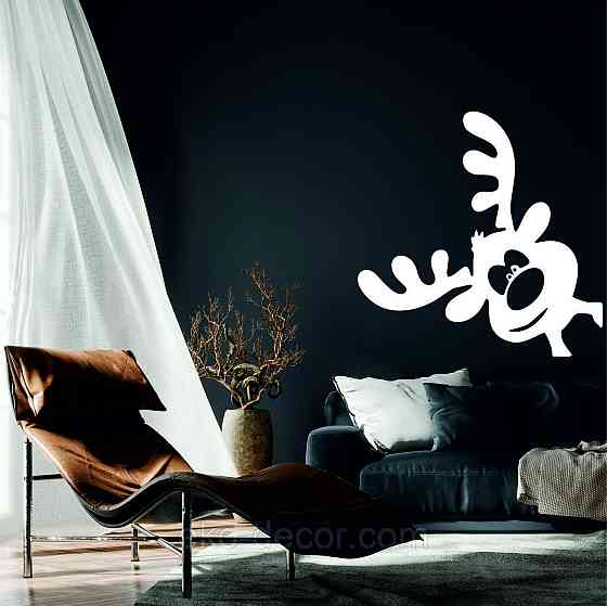 Декоративное настенное Панно «Олень», Декор на стену 50*50 см, Белый Киев