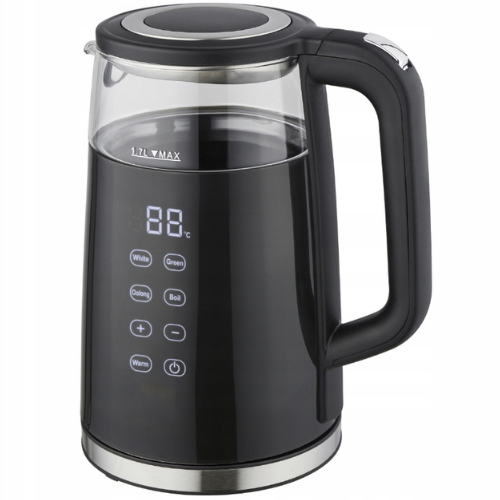 Електрочайник 1,7л нерж.сталь/скло/пластик чорний KM1710 KAMILLE Житомир