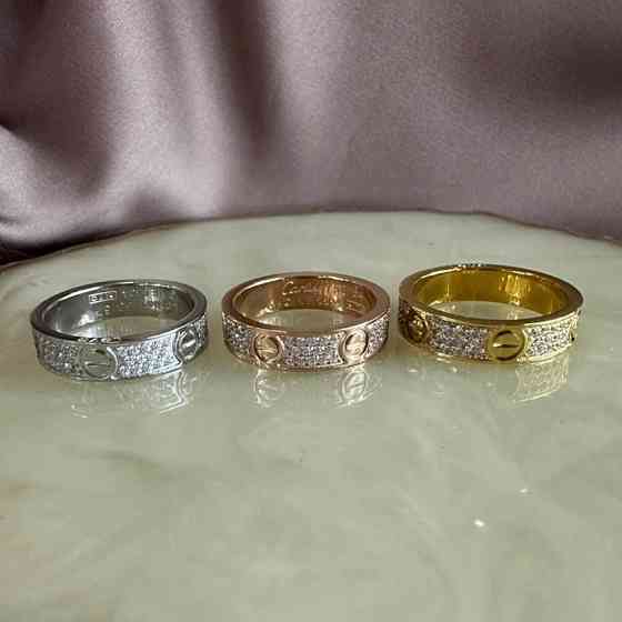 Cartier кільце LOVE з дрібним цирконієм / Cartier кільце з дрібним камінням у білому золоті Одеса