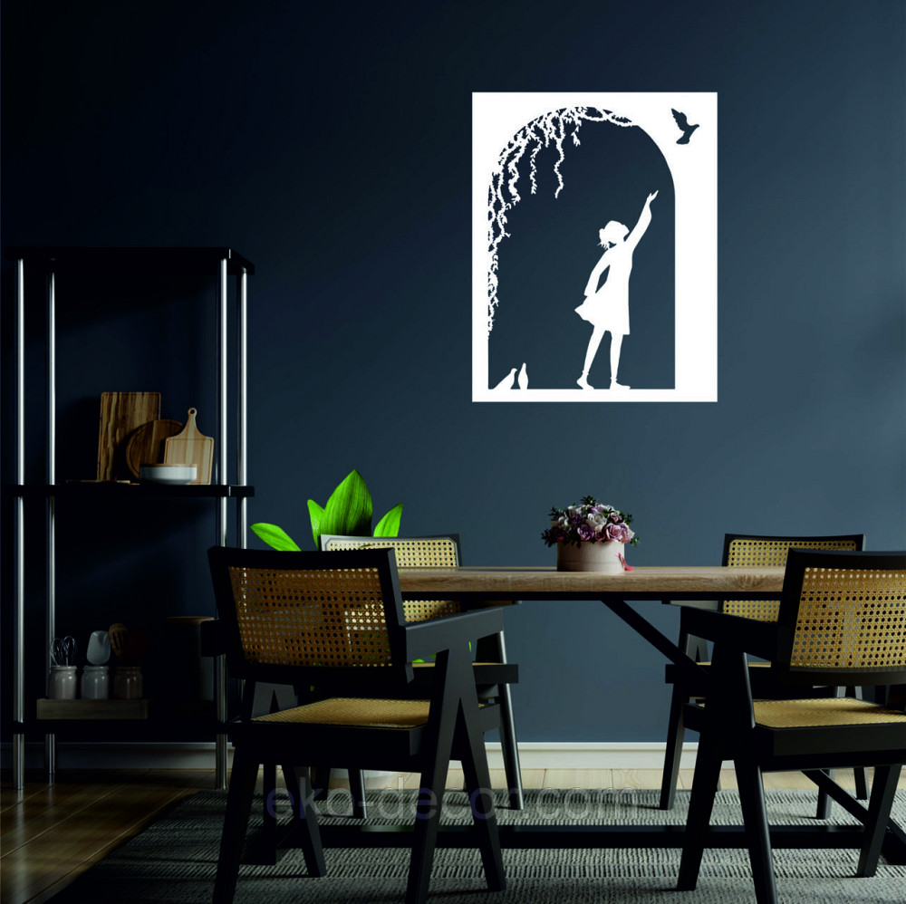 Декоративное настенное Панно «Девочка и голубь» Декор на стену 50*39 см, Белый Киев - изображение 7