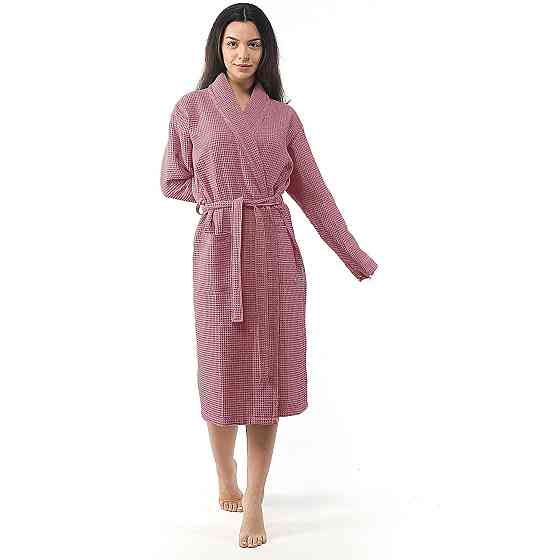 Вафельний халат унісекс GM Textile Кімоно чоловічий жіночій 100% бавовна 360 г/м2 (Рожевий) XL-XXL Суми