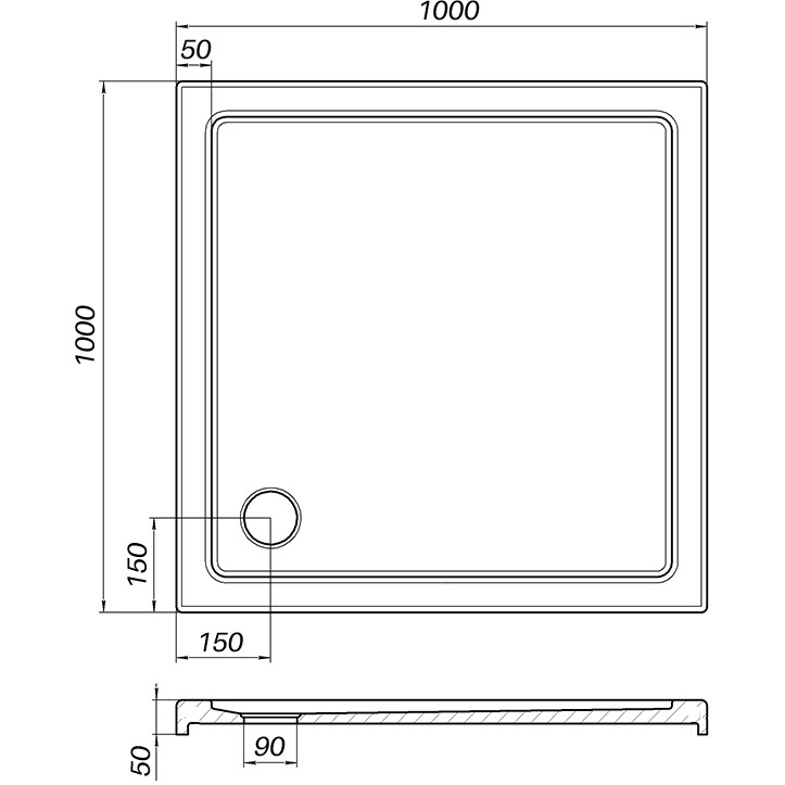 Душовий піддон квадратний BOBR SS100I BRAVO (2уп.) Київ - фото 4