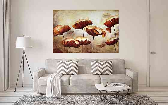 Картина холст у вітальню / спальню Маки      MLP_11  ( 60х30см ) 70x140 см Київ