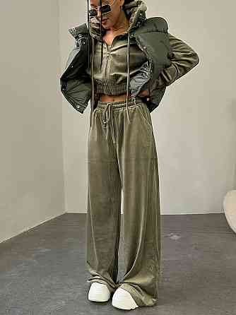 Женский мягкий и уютный плюшевый костюм: кофта и штаны турецкий велюр Хаки, 42/44 Одесса