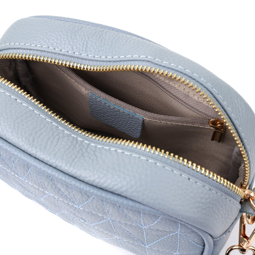 Незвичайна сумка жіноча на кожен день з натуральної шкіри Vintage 22902 Сіро-блакитний Київ - фото 7
