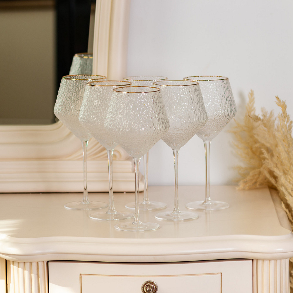 Набір фактурних келихів,600 мл з тонкою ніжкою,комплект з 6,для вина HP-16-3 SBR Київ - фото 8