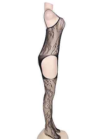 Бодистокинг ажурный с имитацией чулков Star Night черный XS-M Sex Aura Киев