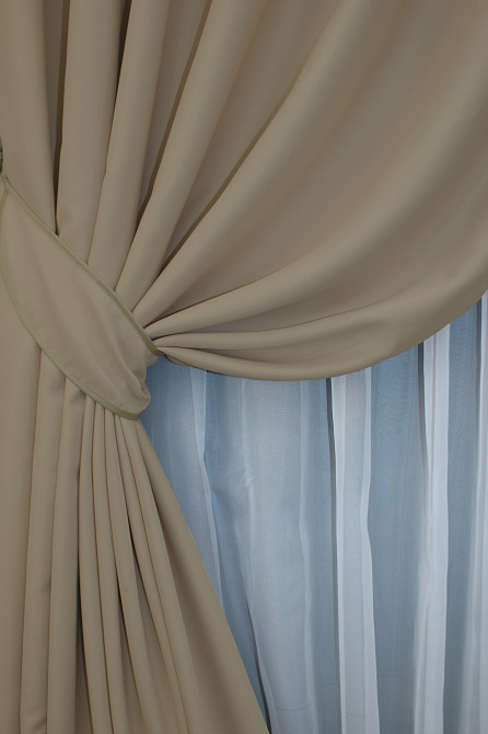 Комплект готовых штор VR-Textil Блэкаут Midnight № 1230ш Темный бежевый 150х270 см 2 шт (33-1036) Киев - изображение 5
