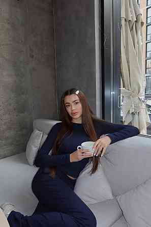 Женский базовый костюм двойка из мягкой вискозы Темно-синий, 42/44 Одесса