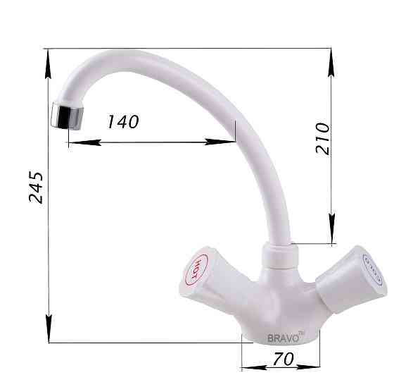 Змішувач для кухні BRAVO B2-00-203 термостійкий ABS пластик Київ