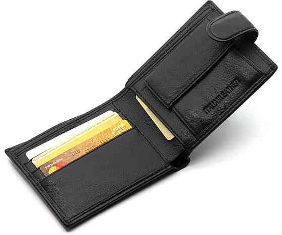 Кожаное мужское портмоне на кнопке ST Leather ST-104-1 черный Киев