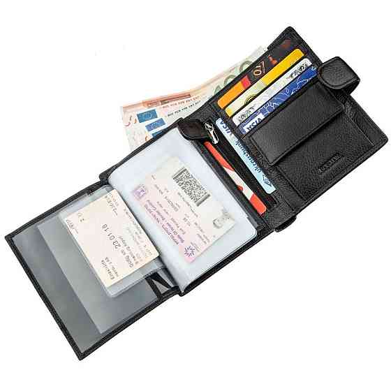 Кожаное мужское портмоне на кнопке Boston 18822 Черный Киев