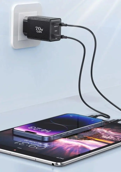 Зарядний пристрій GaN BK312 USB Type-C 70W Quick Charge 3.0 Чорний Вінниця - фото 6