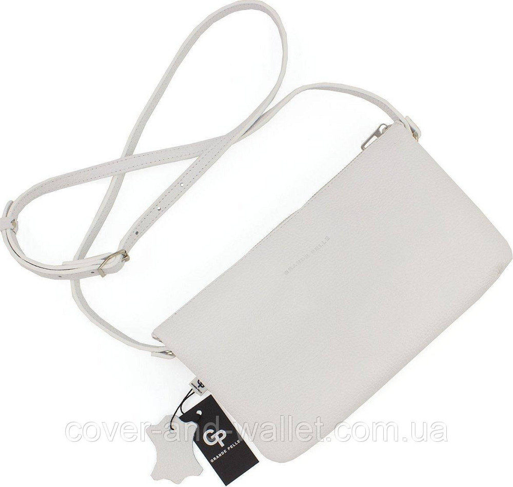 Біла жіноча сумка-клатч із натуральної шкіри на блискавці Grande Pelle 70570201 Київ - фото 6