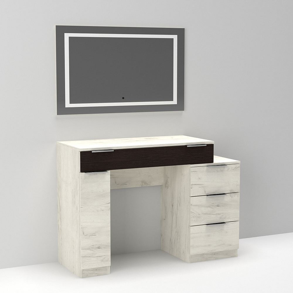 Стол туалетный Трюмо Кристалл, Дуб Крафт Белый/Венге Магия, 1200/452/847 Львов - изображение 2