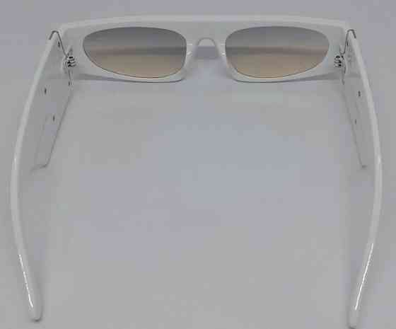 Брендовые модные женские очки белые линзы бежево золотые. Киев