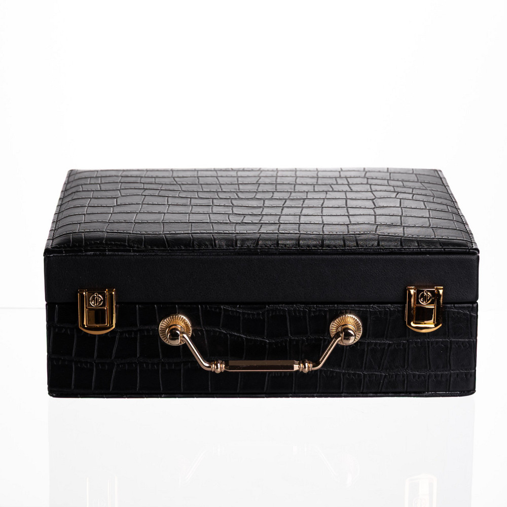 Скринька для прикрас з еко шкіри 19 відділень з дзеркалом 23.5×14×8 см Чорний HP-5-20B Коломия - фото 7