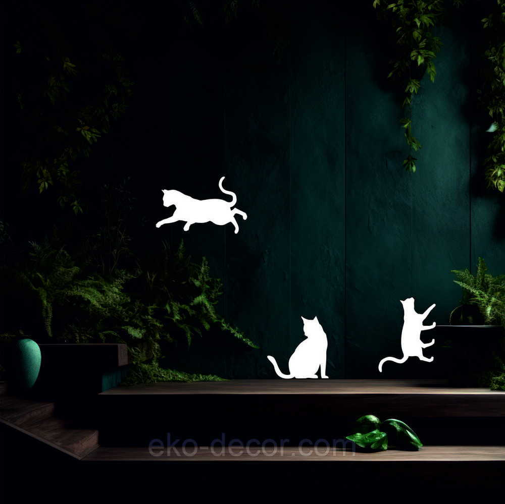 Декоративне настінне Панно «Коти», Декор на стіну 50*40 см. (3шт.), Білий Київ - фото 3