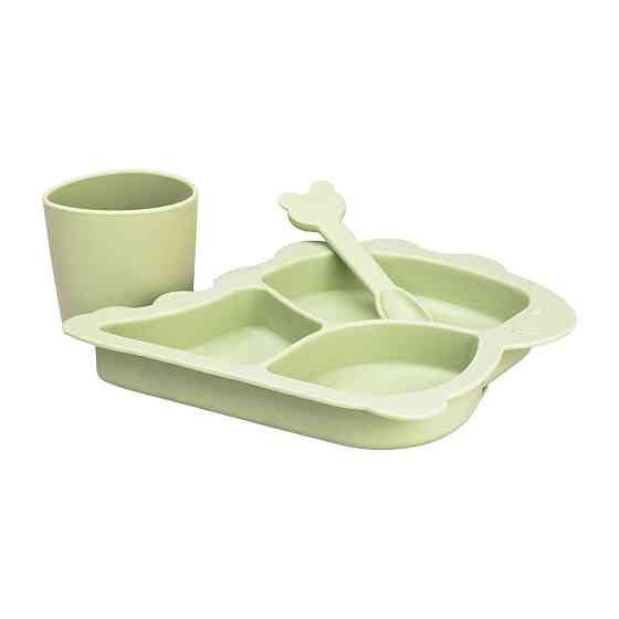 Дитячий набір силіконової посуди, 3 предмети, зелений Київ