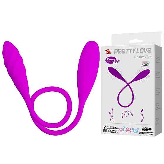 Двусторонний вибратор PRETTY LOVE Snaky Vibe, фиолетовый Sex Aura Киев