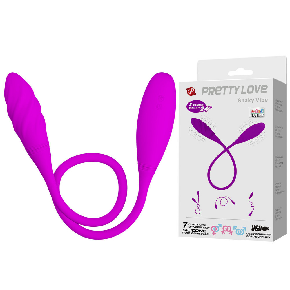Двосторонній вібратор PRETTY LOVE Snaky Vibe, фіолетовий Sex Aura Київ - фото 1