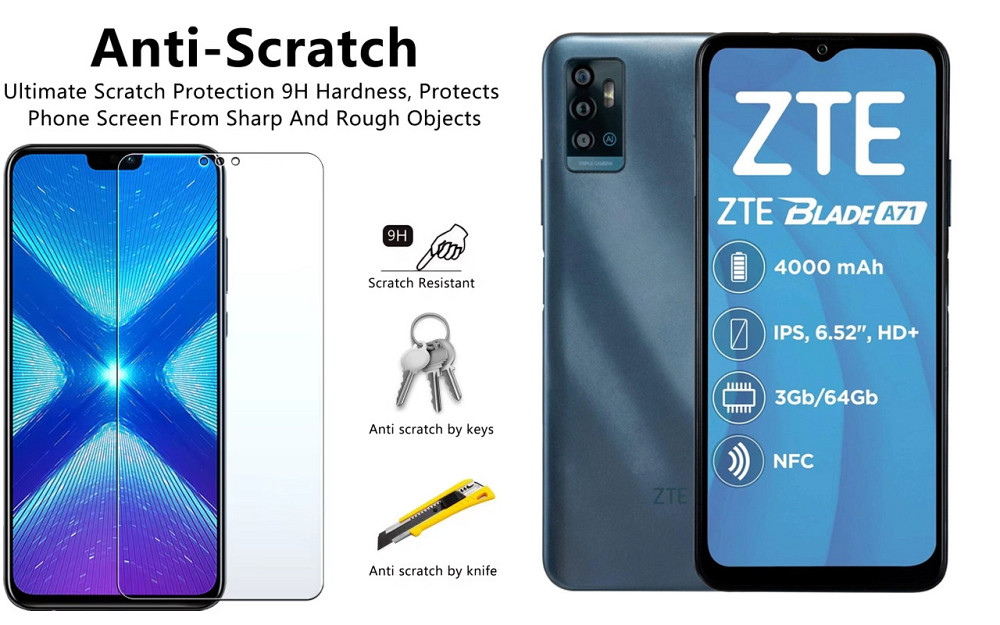 Захисне скло NeoGlass для ZTE BLADE A71 – надпрозоре та стійке Київ - фото 1