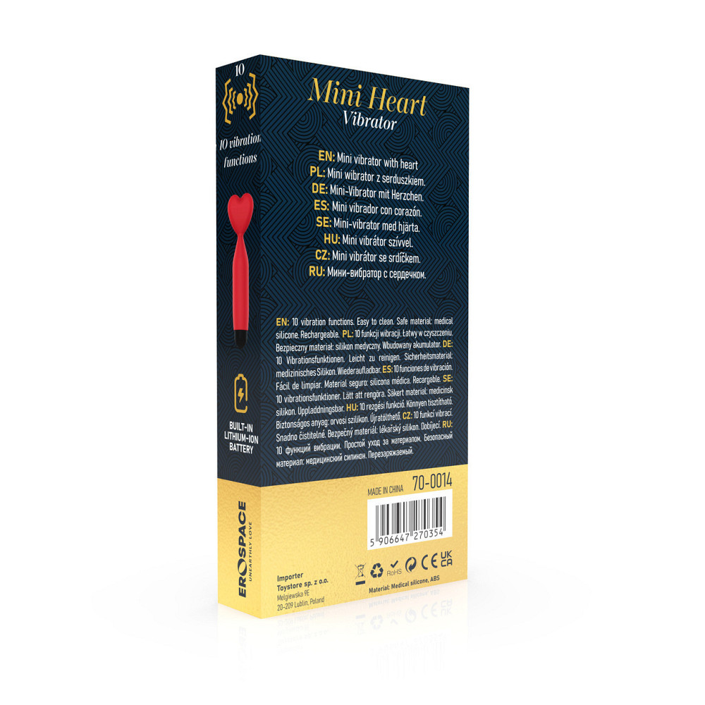 Міні-вібратор - Erospace Sweet Play Mini Heart Vibrator A14 Sex Aura Київ - фото 8