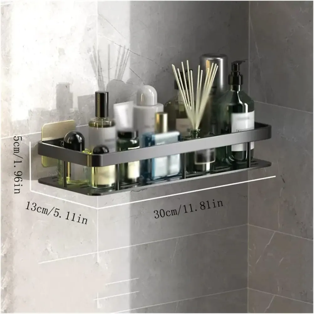 Металлическая полка для ванной самоклеющаяся Bathroom shelf до 10 кг GREY Коломыя - изображение 7