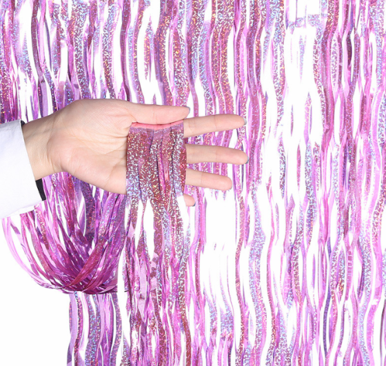 Дощик для фотозони з голограмою хвилястий 2 м на 1 м рожевий Київ