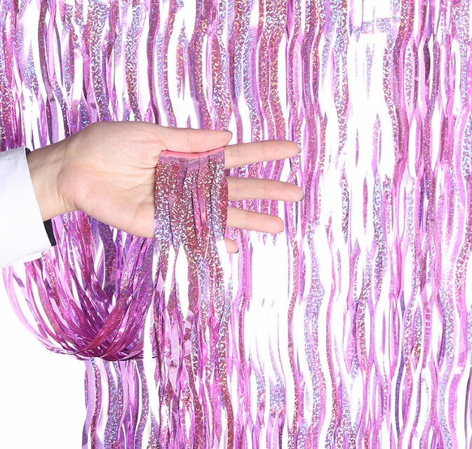 Дощик для фотозони з голограмою хвилястий 2 м на 1 м рожевий Київ - фото 1