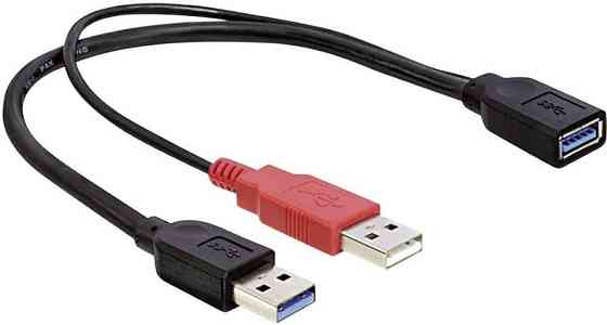 Кабель перхідник Y типу USB 3.0 A to 2 x USB 3.0 A 0.3м Луцьк