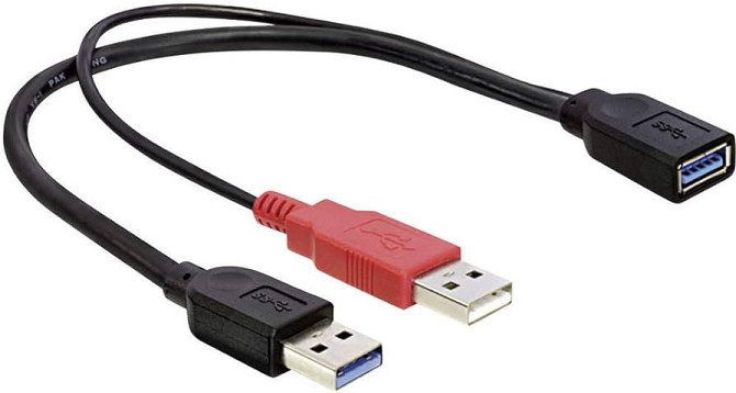 Кабель перхідник Y типу USB 3.0 A to 2 x USB 3.0 A 0.3м Луцьк - фото 1