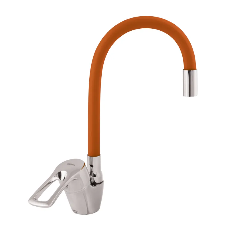Кухонный смеситель Zerix YUB 181 с оранжевым гибким изливом ZX0434 Харьков - изображение 1