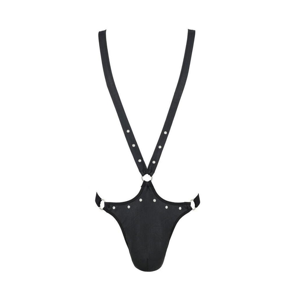 Мужское боди с люверсами Passion 028 HARRY S/M Black, экокожа, на лямках Sex Aura Киев - изображение 5