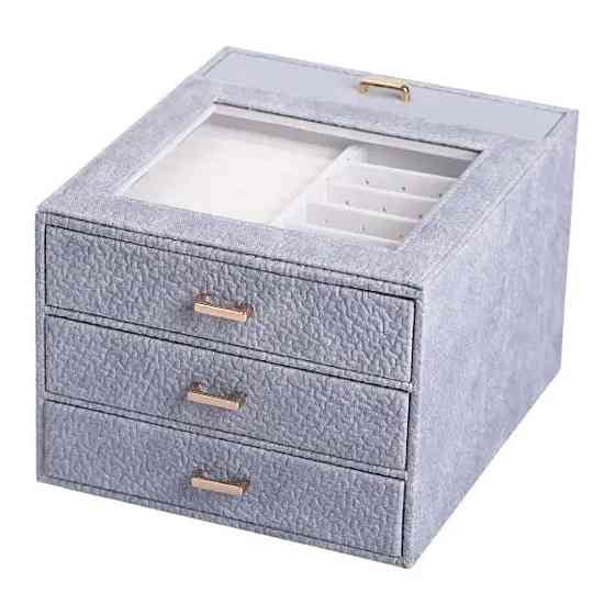 Шкатулка для украшений из эко кожи 3 яруса органайзер для ювелирных изделий HP-5-16G Киев