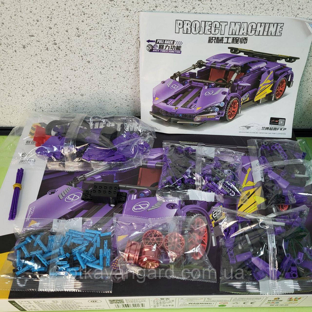 Конструктор машинка Ламборджини 470 деталей Техник JKC 7113 фиолетовый Хмельницкий - изображение 5