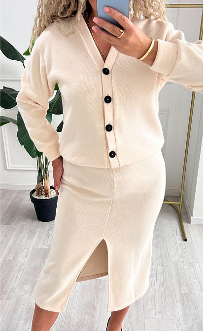 Жіночий неймовірний костюм кардиган + спідниця ангора в'язання на трикотажі Молочний, 50/52 Одеса - фото 5