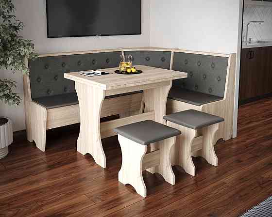 Табуретка с мягким сиденьем, табурет на кухню 35х35х44 см Ткань Мальмо (серый) / ДСП Дуб Сонома Львов